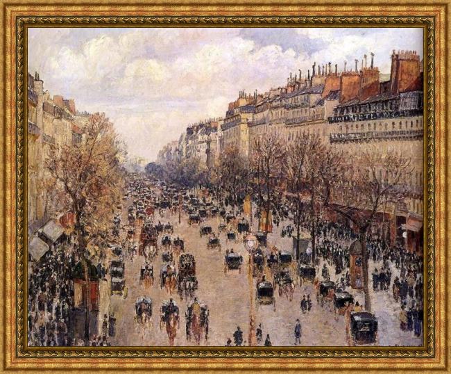 Framed Camille Pissarro boulevard montmarte painting