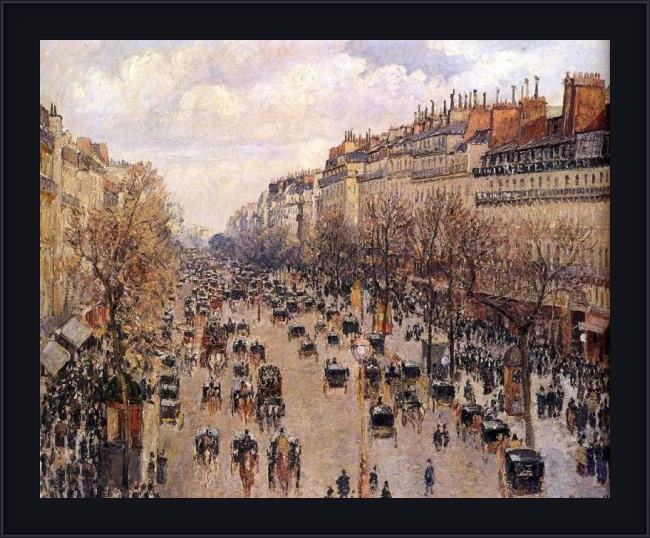Framed Camille Pissarro boulevard montmarte painting