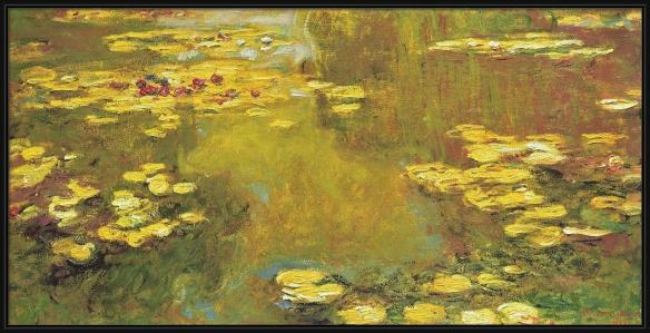 Framed Claude Monet pond of waterlilies painting
