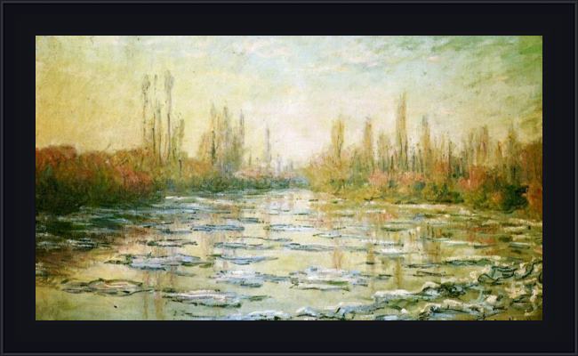 Framed Claude Monet the ice-floes painting
