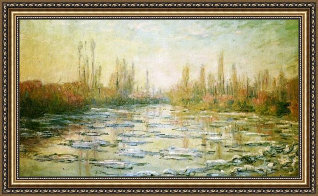 Framed Claude Monet the ice-floes painting
