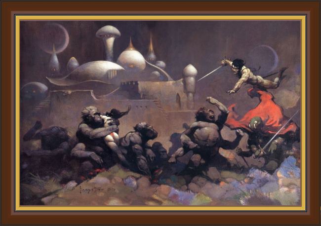 Framed Frank Frazetta john carter and the savage apes of mars painting