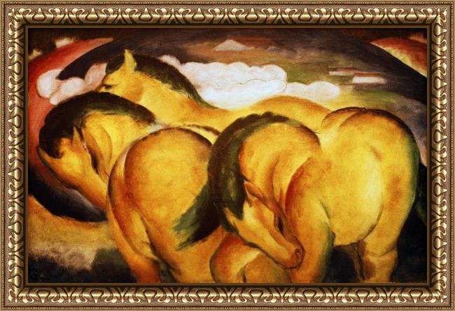 Framed Franz Marc die kleinen gelben pferde painting