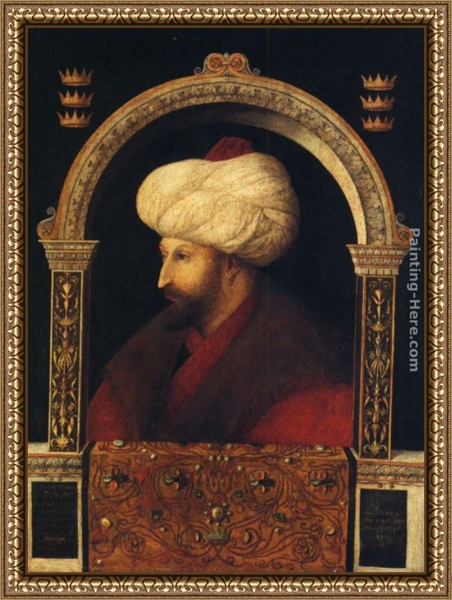 Framed Giovanni Bellini sultan mehmet ii. painting