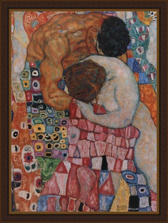 Framed Gustav Klimt death and life painting