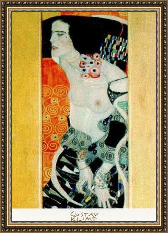 Framed Gustav Klimt judith ii (gold foil) painting