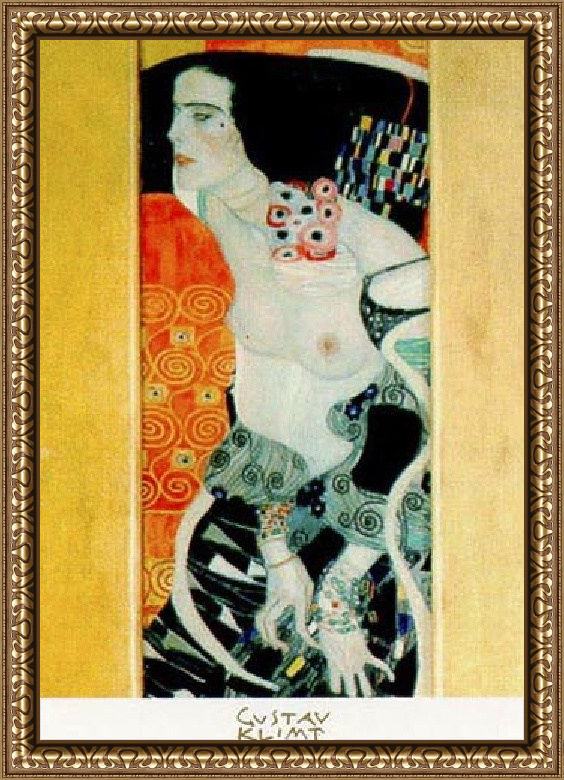 Framed Gustav Klimt judith ii (gold foil) painting