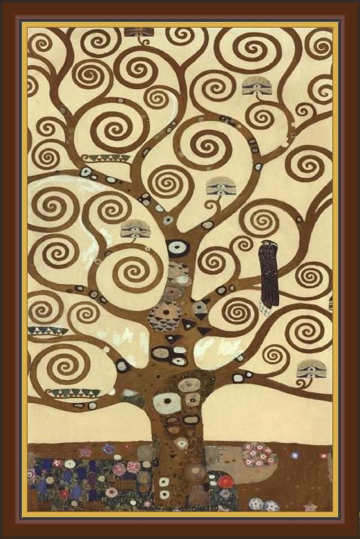 Framed Gustav Klimt the tree of life (gold foil) painting