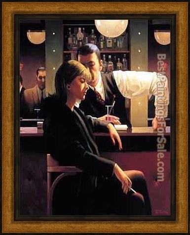 Framed Jack Vettriano cocktails and broken hearts painting