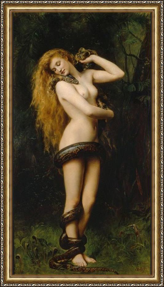 Framed John Collier lilith painting