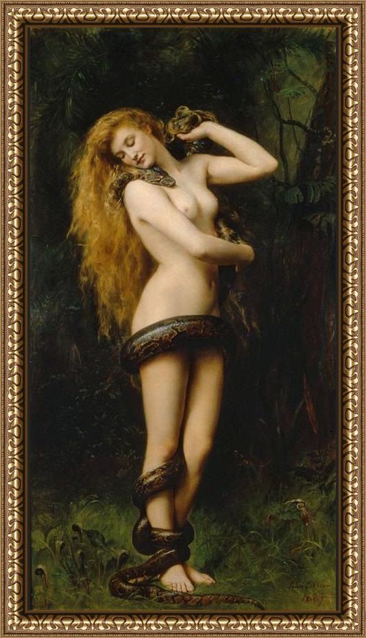 Framed John Collier lilith painting