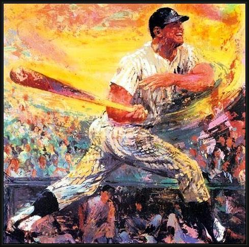 Framed Leroy Neiman mickey mantle painting