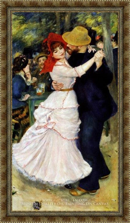 Framed Pierre Auguste Renoir dance at bougival i painting