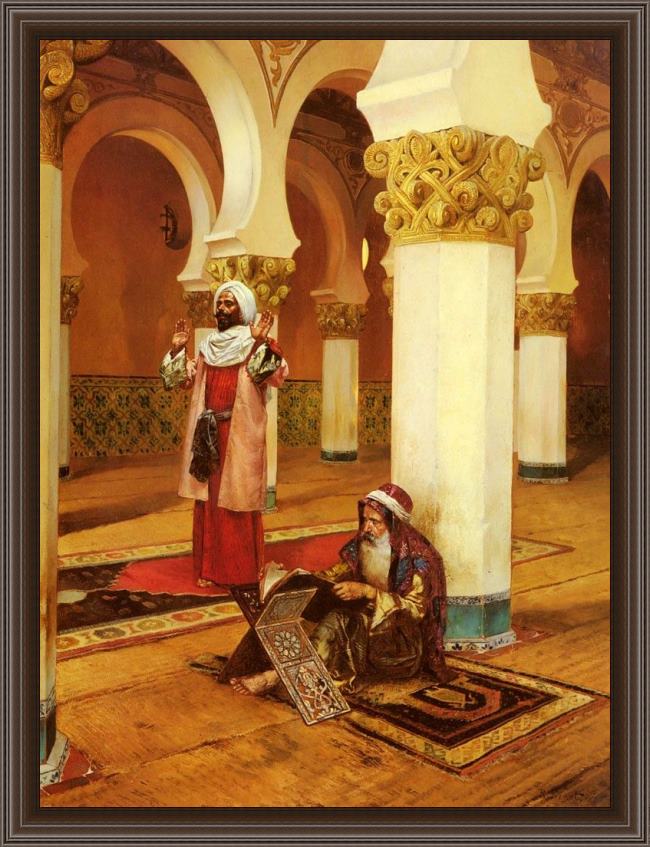 Framed Rudolf Ernst evening prayer painting