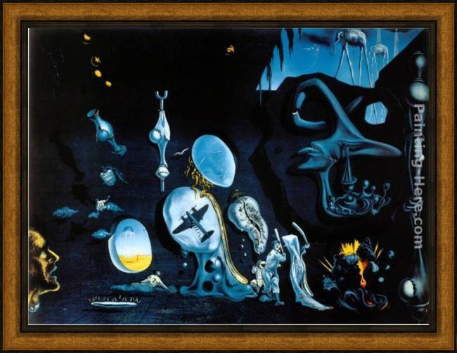 Framed Salvador Dali idylle atomique painting