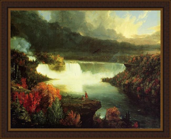 Framed Thomas Cole niagara falls painting