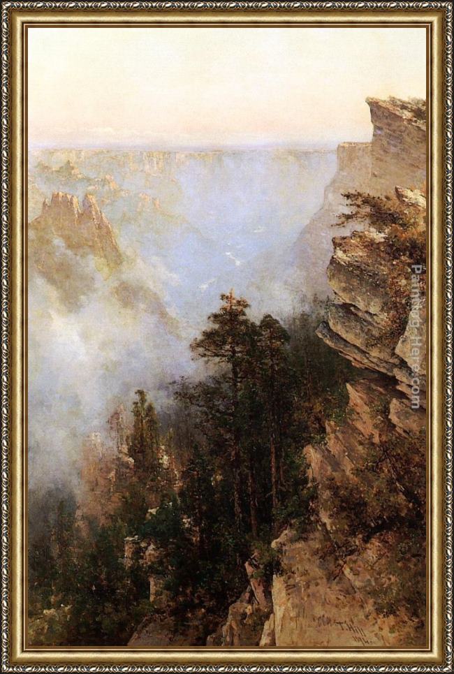 Framed Thomas Hill yosemite canyon painting