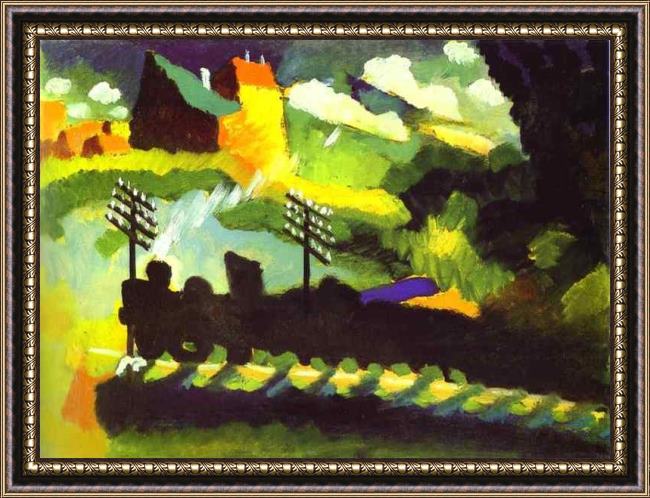 Framed Wassily Kandinsky murnau-view with railroad and castle painting