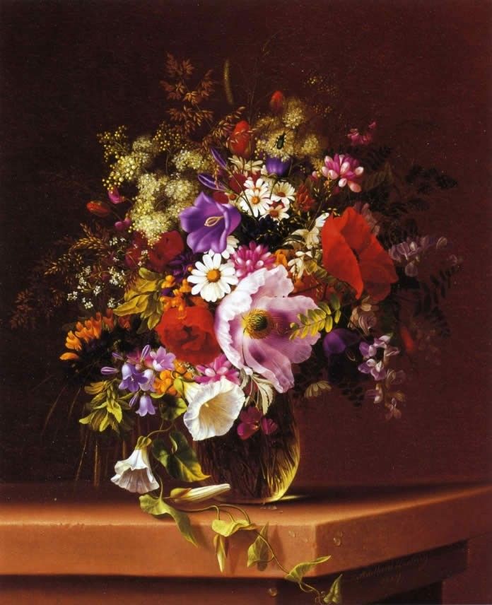 Adelheid Dietrich Wildflowers in a Glass Vase Painting ...