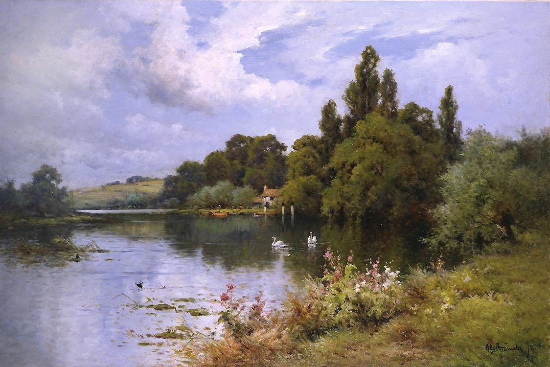 Alfred De Breanski A Reach At The Thames Above Goring Painting 