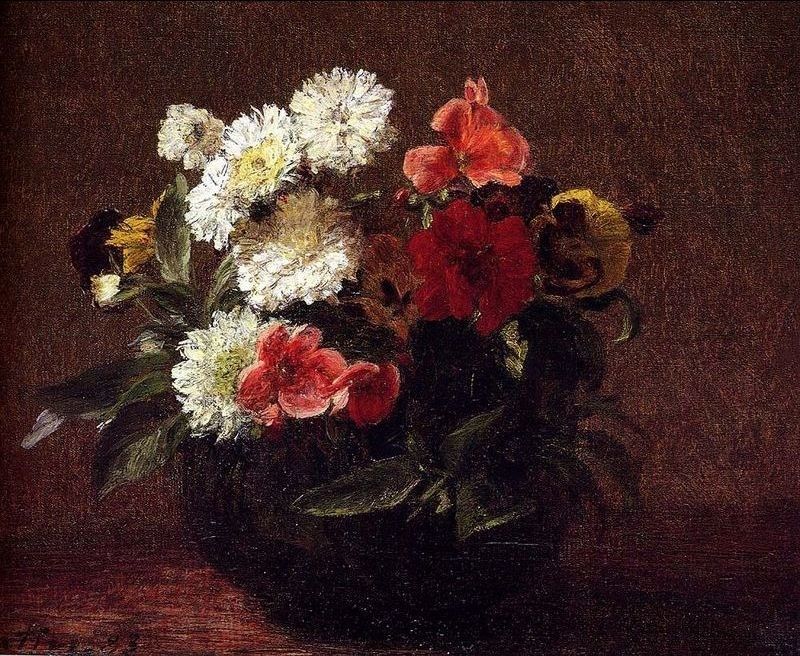 Henri Fantin-Latour Flowers In A Clay Pot Painting - iPaintingsforsale.com