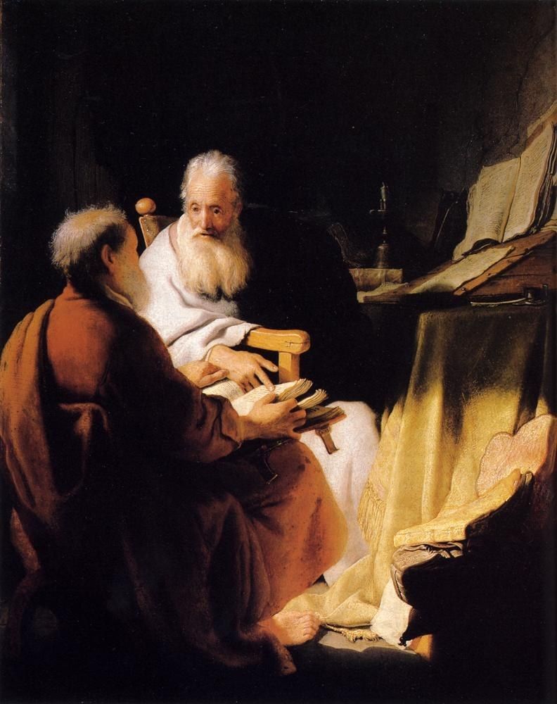 Rembrandt Two Old Men Disputing Painting - iPaintingsforsale.com