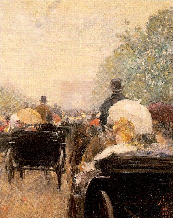 childe hassam Carriage Parade Painting - iPaintingsforsale.com