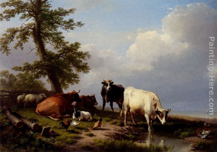 Eugene Verboeckhoven Animals Grazing Near The Sea Painting ...