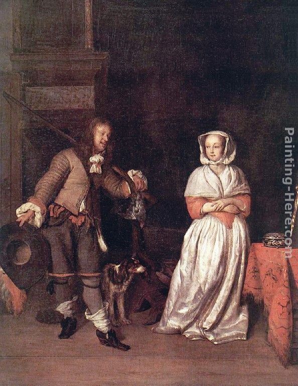 Gabriel Metsu The Hunter's Gift Painting - iPaintingsforsale.com