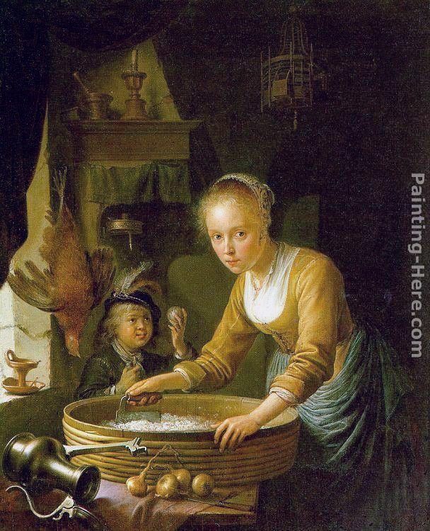 Gerrit Dou Girl Chopping Onions Painting - iPaintingsforsale.com
