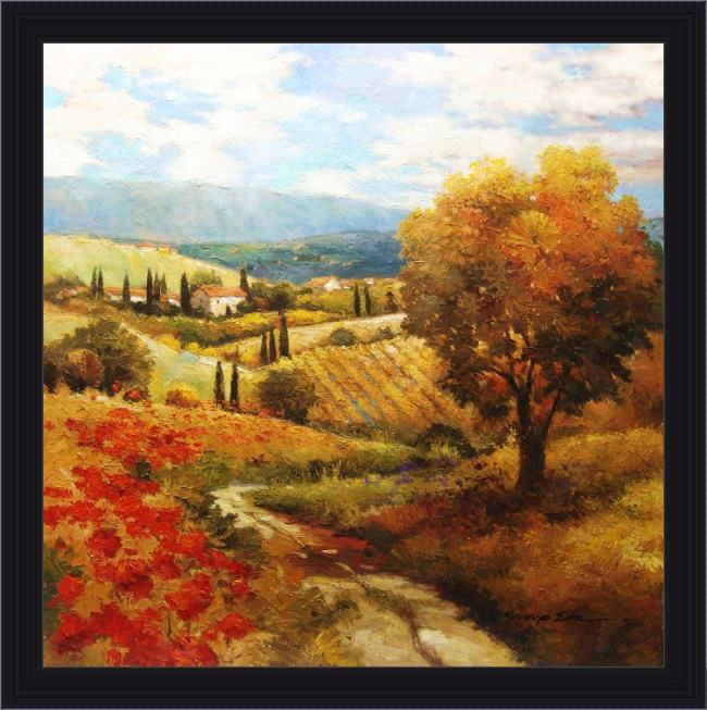 Framed 2010 dordogne vineyard painting