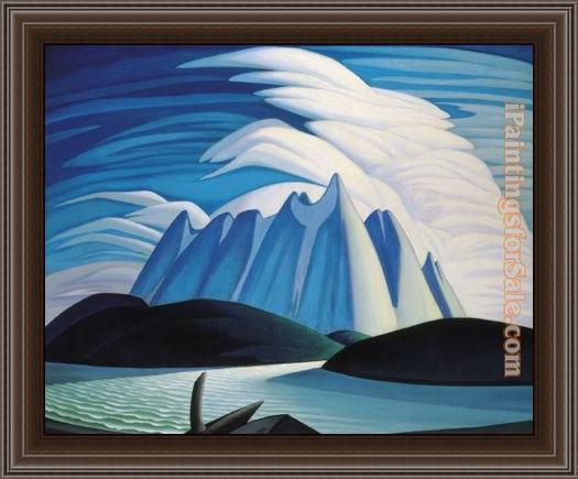 Framed 2010 lake and mountains painting