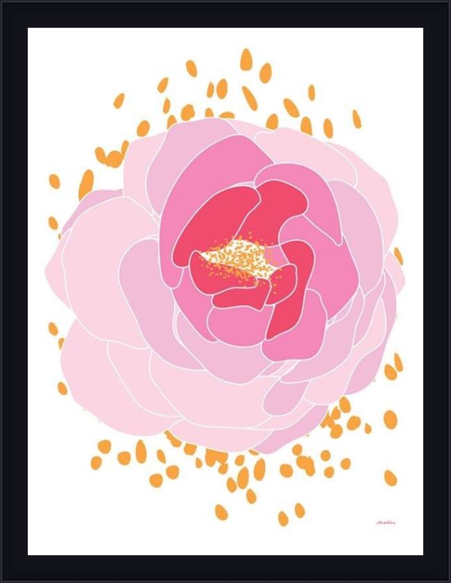 Framed 2011 pink peony painting