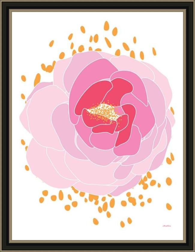 Framed 2011 pink peony painting