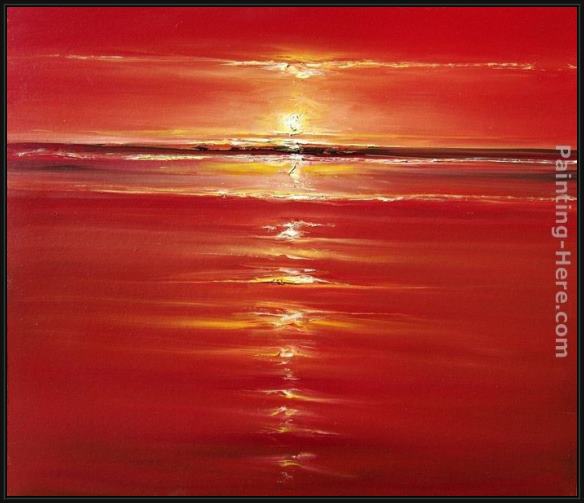 Framed 2011 red on the sea painting