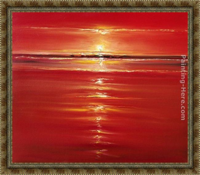 Framed 2011 red on the sea painting