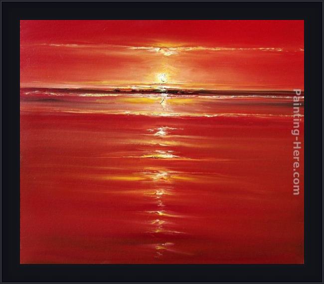 Framed 2011 red on the sea painting