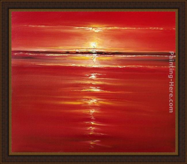 Framed 2011 red on the sea painting