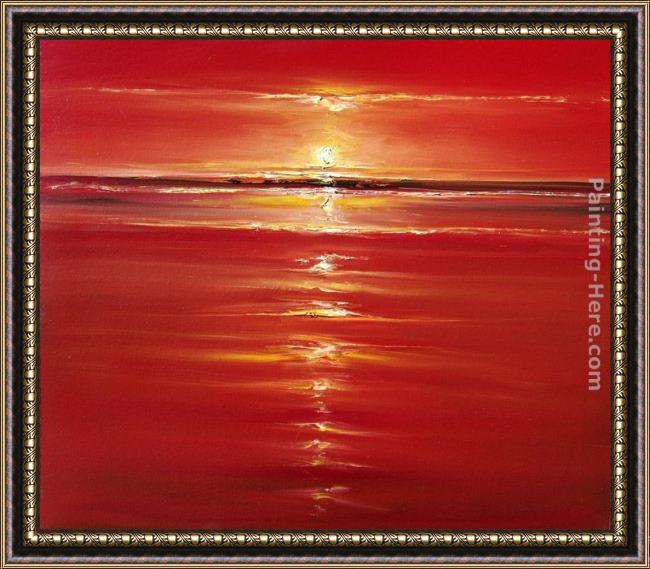 Framed 2011 red on the sea painting