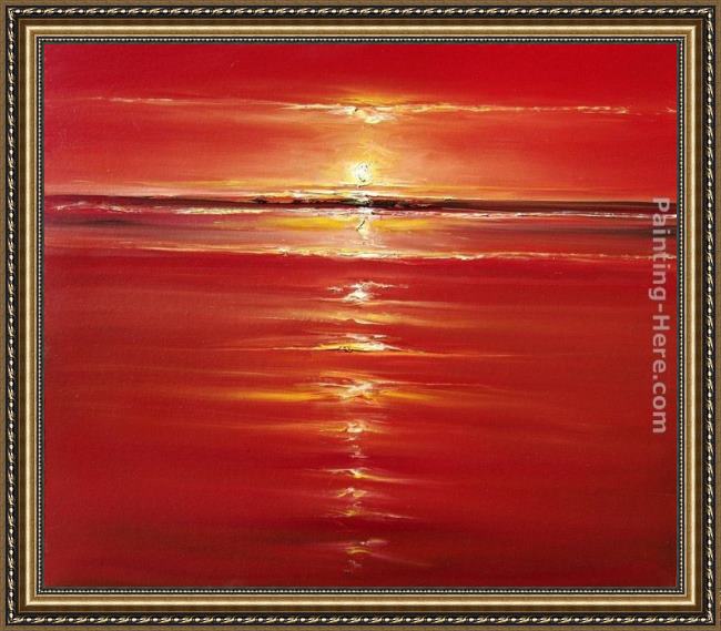 Framed 2011 red on the sea painting