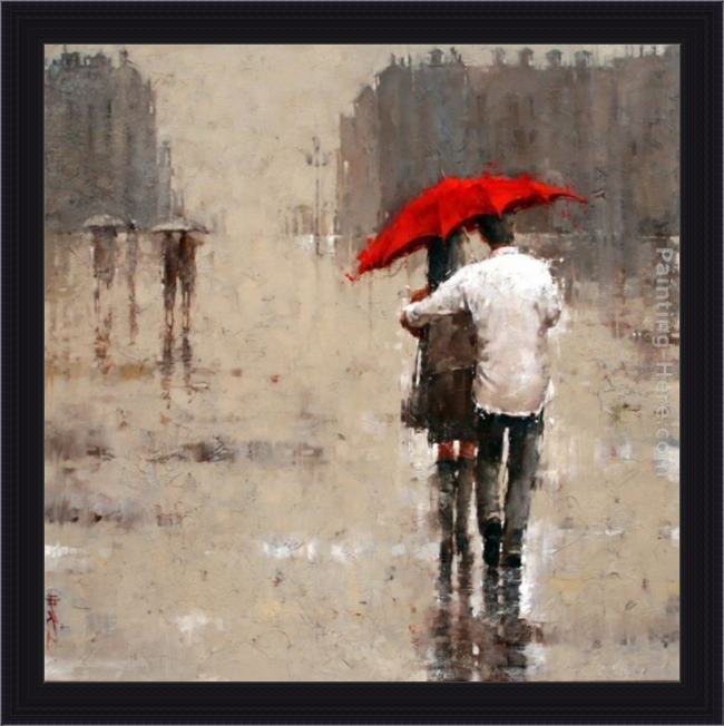 Framed 2011 red umbrella painting