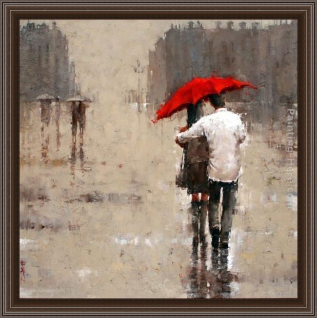 Framed 2011 red umbrella painting