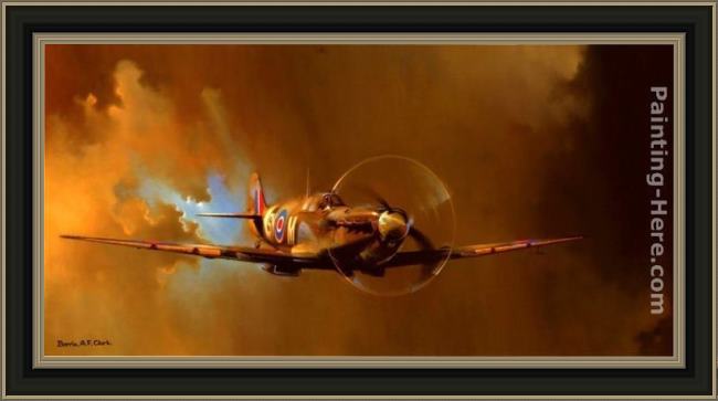 Framed 2011 spitfire by barrie clark painting