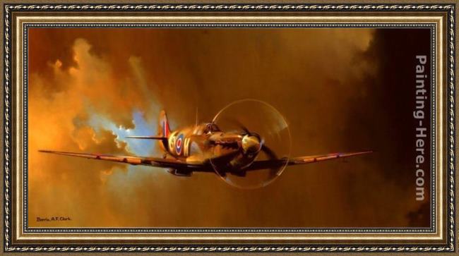 Framed 2011 spitfire by barrie clark painting