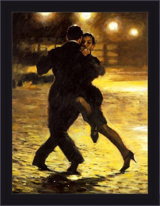 Framed 2011 tango and cobblestones painting