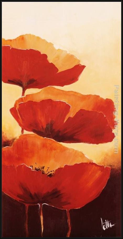 Framed 2011 three red poppies i painting