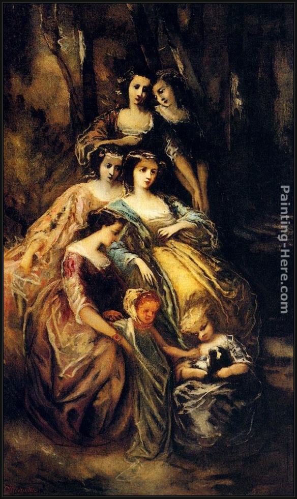 Framed Adolphe Monticelli empress eugenie and her attendants painting