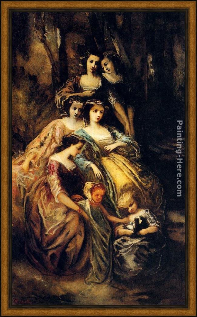 Framed Adolphe Monticelli empress eugenie and her attendants painting