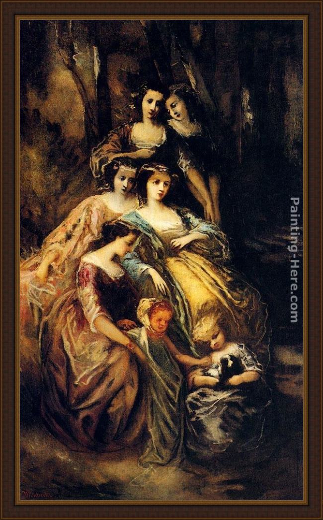 Framed Adolphe Monticelli empress eugenie and her attendants painting