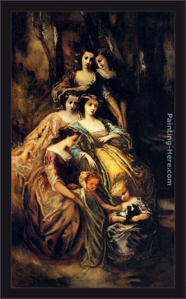 Framed Adolphe Monticelli empress eugenie and her attendants painting